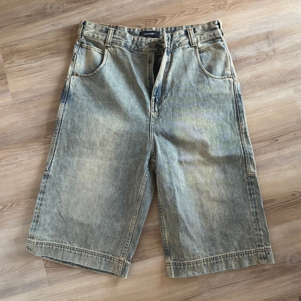 NWOT Entire Studios Jorts SS26 D-Shorts Surface Wave Denim Blue Shorts